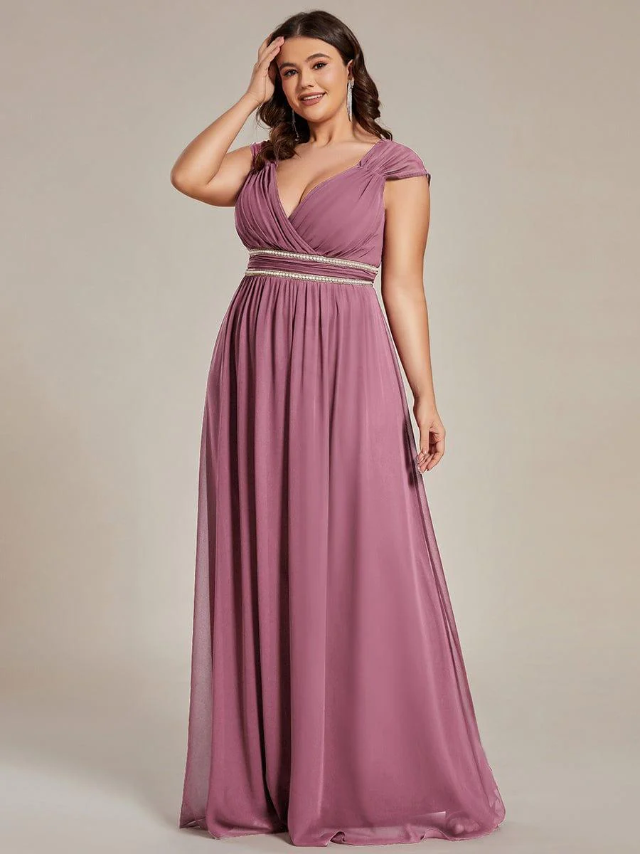 V-Neck Sleeveless Grecian Style Plus Size Evening Dresses - Image 30