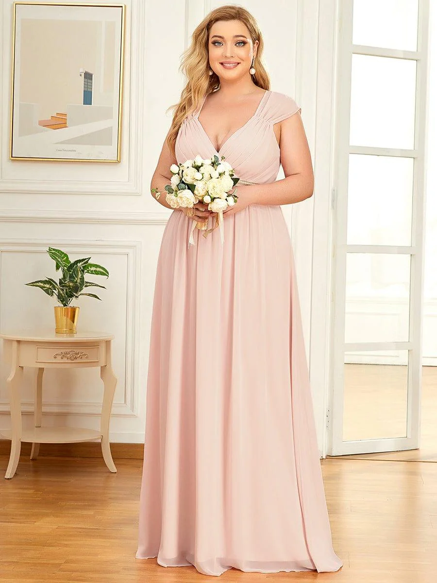 V-Neck Sleeveless Grecian Style Plus Size Evening Dresses - Image 7