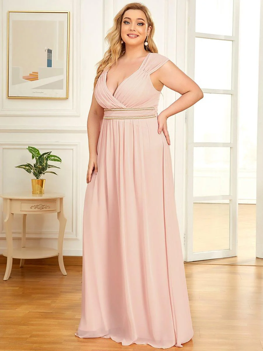 V-Neck Sleeveless Grecian Style Plus Size Evening Dresses - Image 9