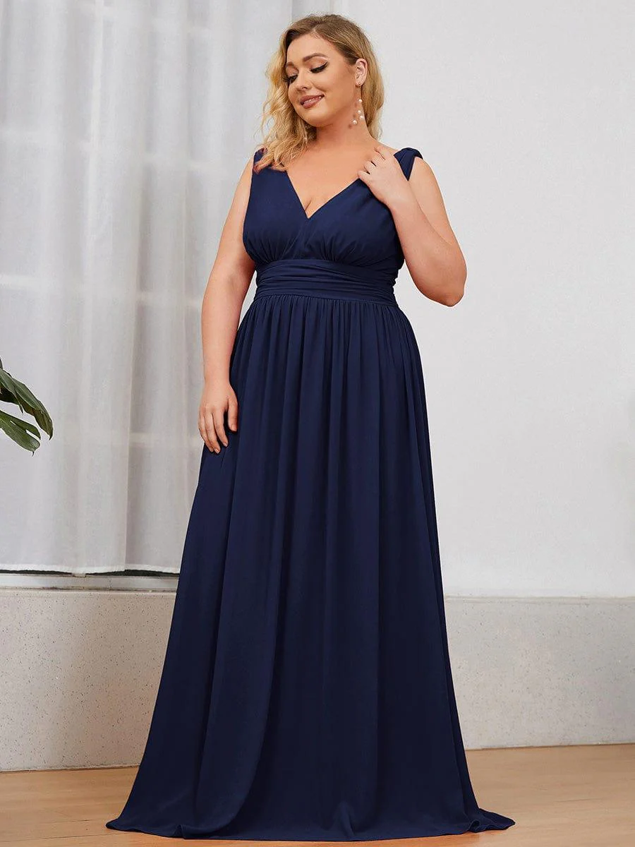 pretty HUSH|Plus Size Sleeveless V-Neck Chiffon Maxi Bridesmaid Dress - Image 12