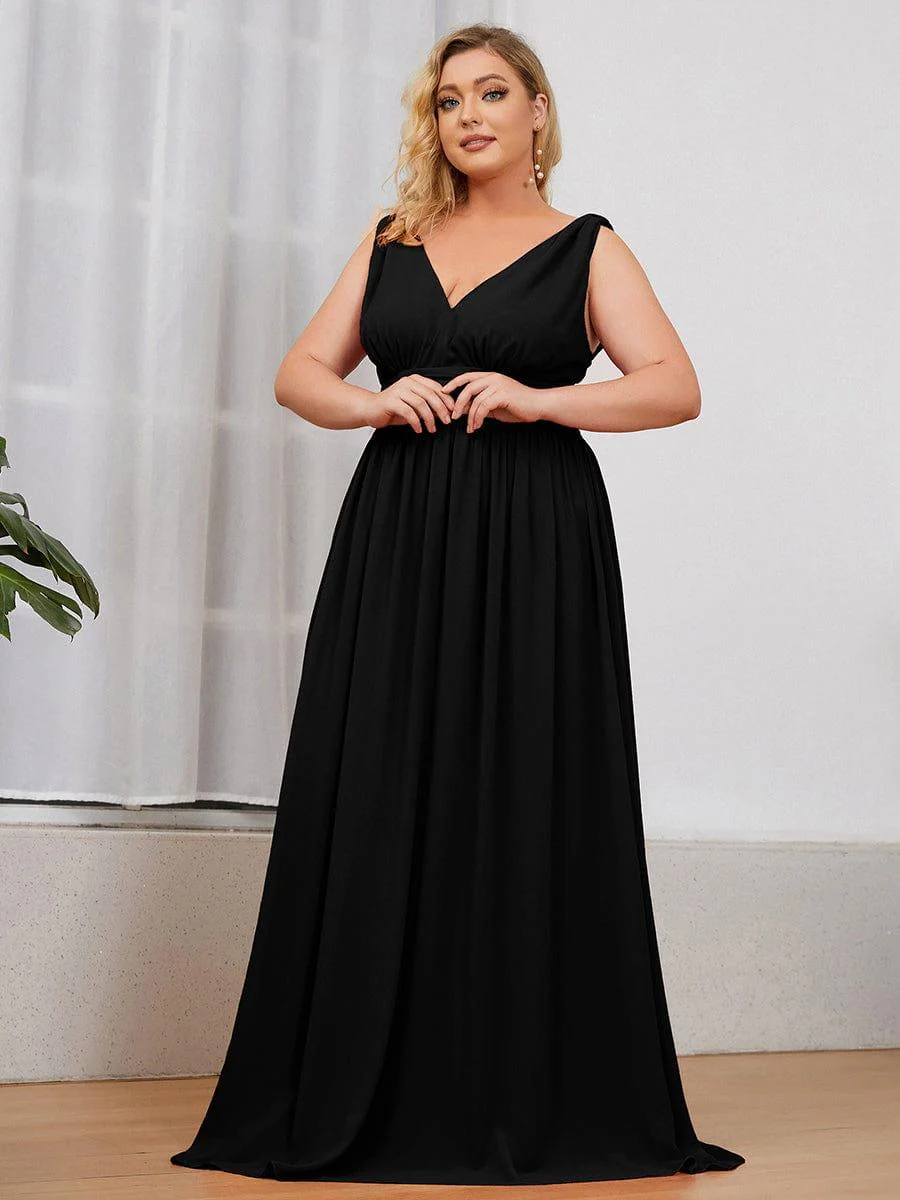 pretty HUSH|Plus Size Sleeveless V-Neck Chiffon Maxi Bridesmaid Dress - Image 16