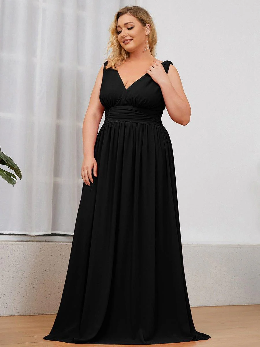 pretty HUSH|Plus Size Sleeveless V-Neck Chiffon Maxi Bridesmaid Dress - Image 18