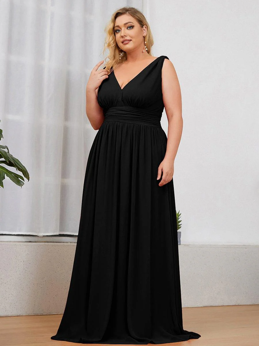 pretty HUSH|Plus Size Sleeveless V-Neck Chiffon Maxi Bridesmaid Dress - Image 19