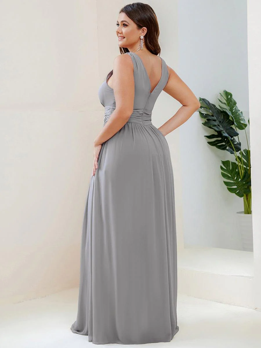 pretty HUSH|Plus Size Sleeveless V-Neck Chiffon Maxi Bridesmaid Dress - Image 21