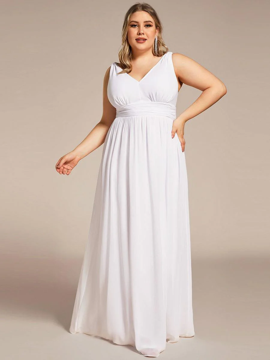 pretty HUSH|Plus Size Sleeveless V-Neck Chiffon Maxi Bridesmaid Dress - Image 66