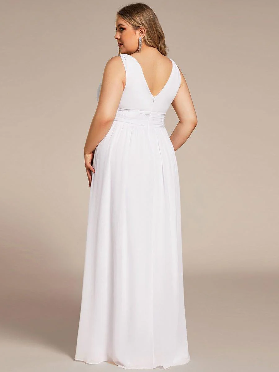 pretty HUSH|Plus Size Sleeveless V-Neck Chiffon Maxi Bridesmaid Dress - Image 67