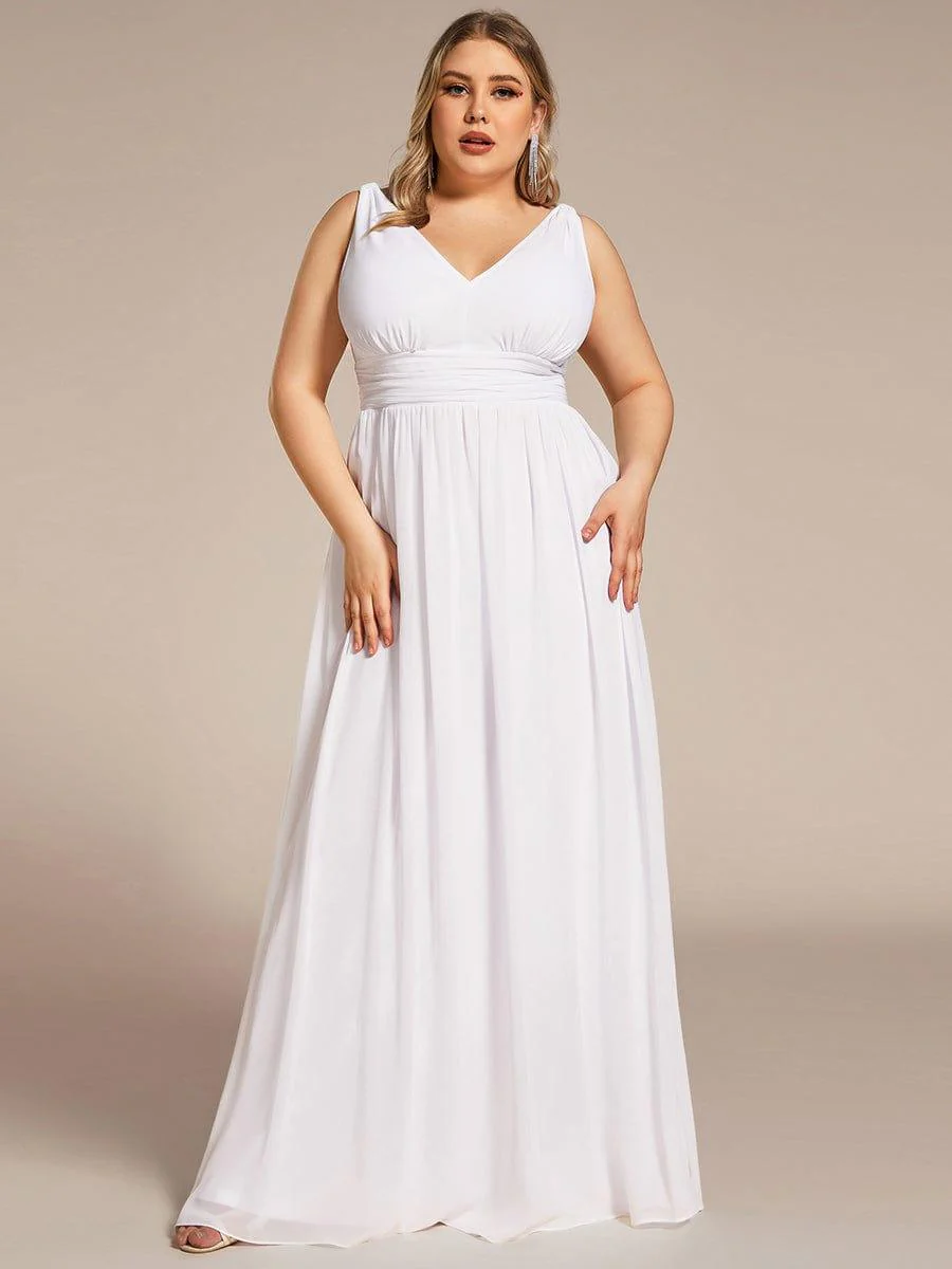 pretty HUSH|Plus Size Sleeveless V-Neck Chiffon Maxi Bridesmaid Dress - Image 69