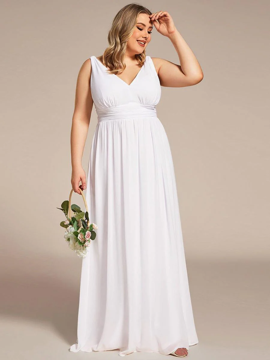 pretty HUSH|Plus Size Sleeveless V-Neck Chiffon Maxi Bridesmaid Dress - Image 70