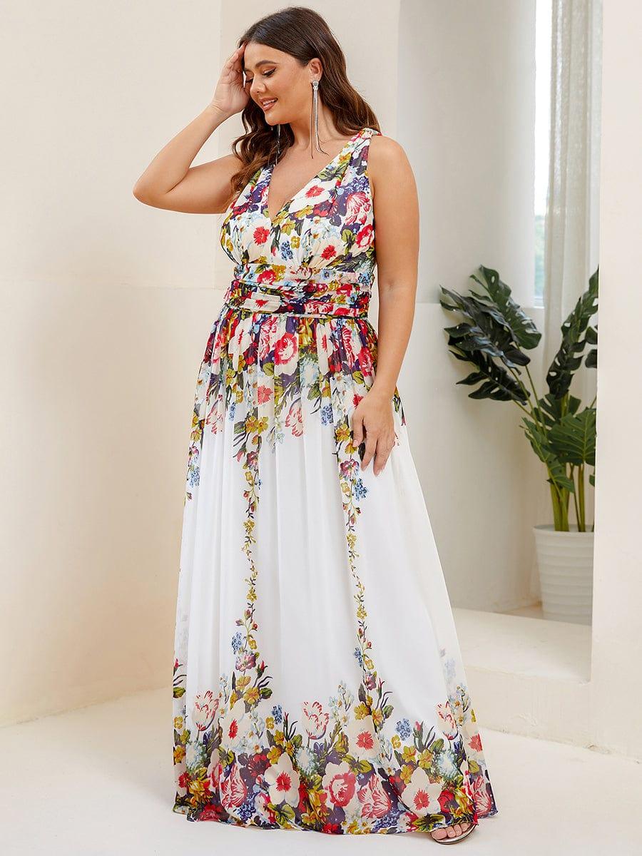 pretty HUSH|Plus Size Sleeveless V-Neck Chiffon Maxi Bridesmaid Dress - Image 74