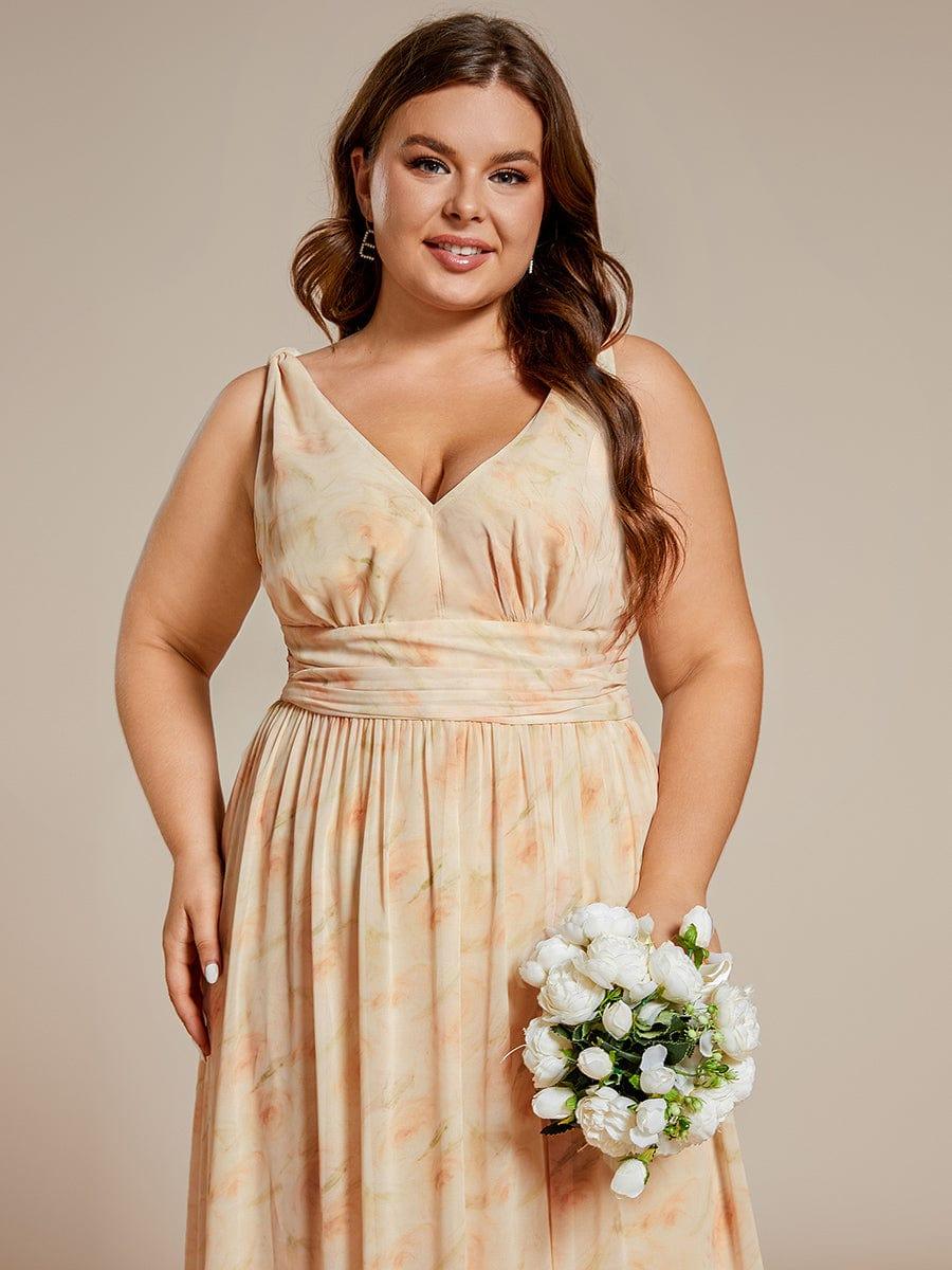pretty HUSH|Plus Size Sleeveless V-Neck Chiffon Maxi Bridesmaid Dress - Image 88