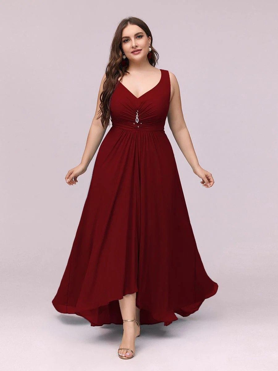 Plus Size Rhinestone V Neck High Low Party Dress(Final Sale) - Image 3
