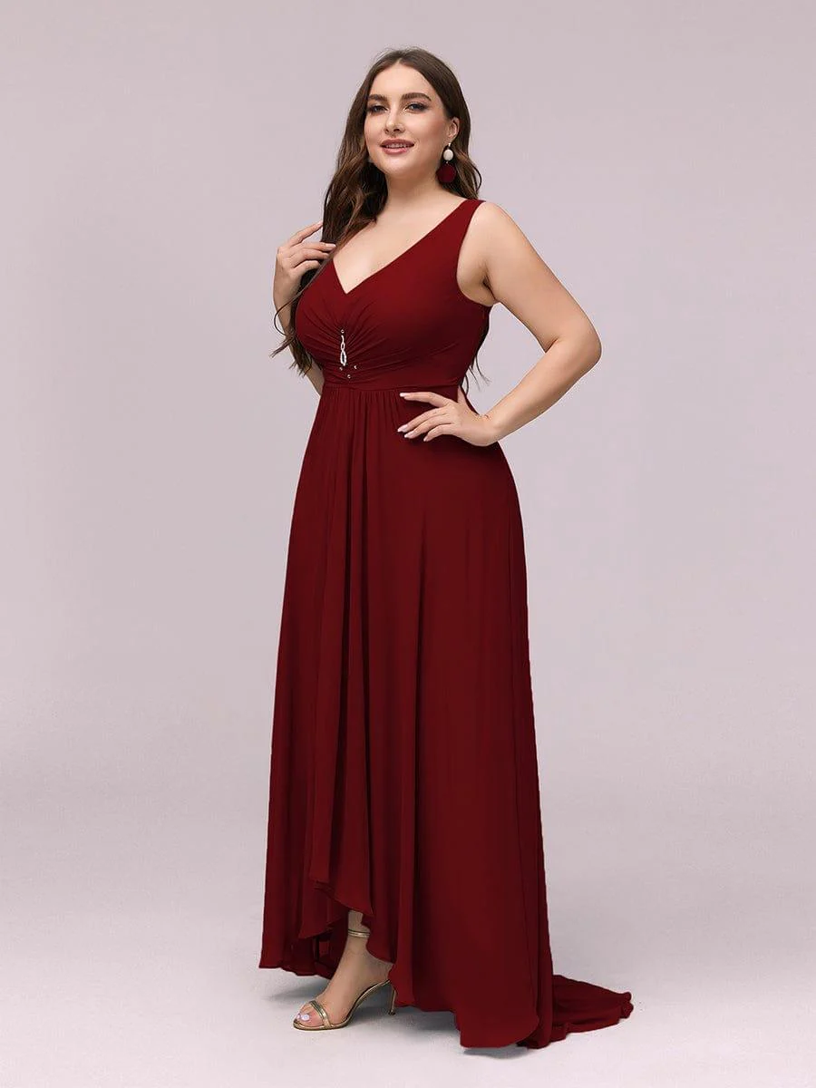 Plus Size Rhinestone V Neck High Low Party Dress(Final Sale) - Image 6