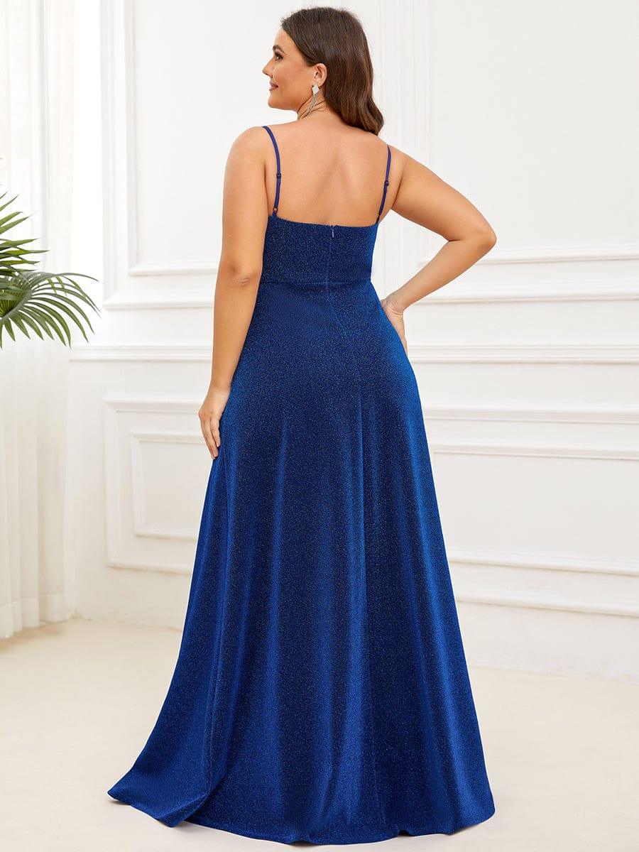 Plus Size Vintage V-neck Spaghetti Straps Glitter Maxi Evening Dress(Final Sale) - Image 26