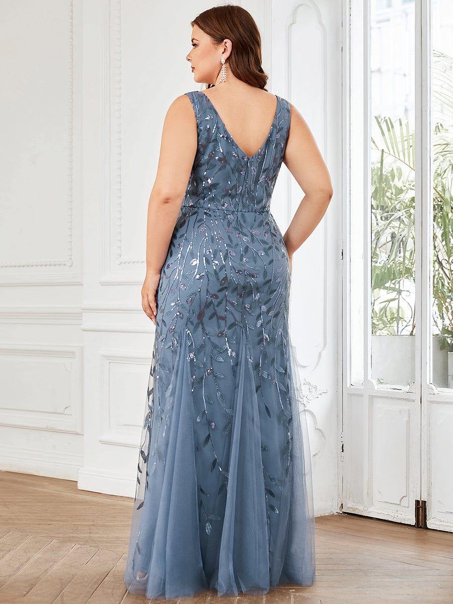 pretty ORIEL|Plus Size Women's V-Neck Fishtail Sequin Evening Dress - Image 12