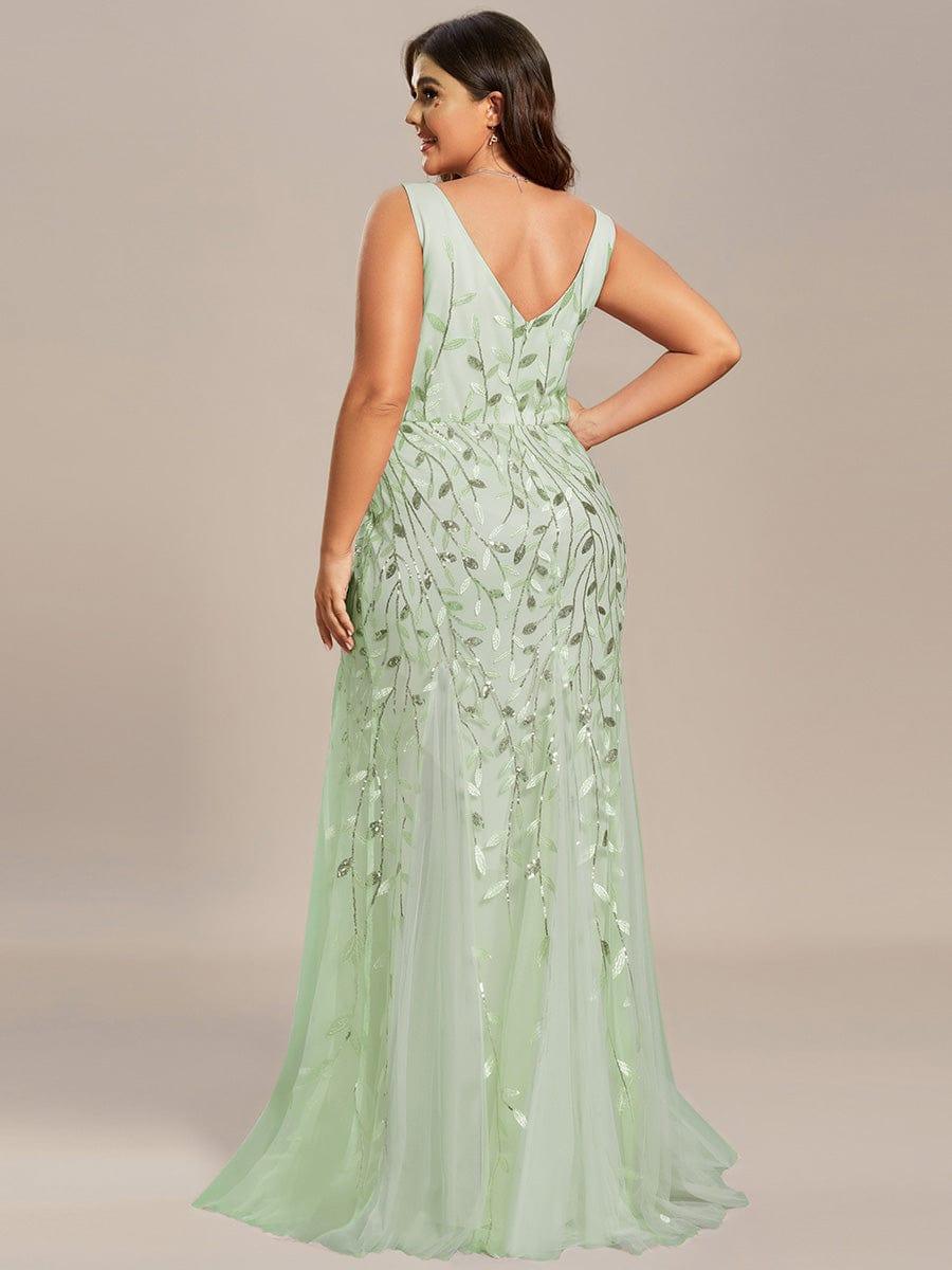 pretty ORIEL|Plus Size Women's V-Neck Fishtail Sequin Evening Dress - Image 59