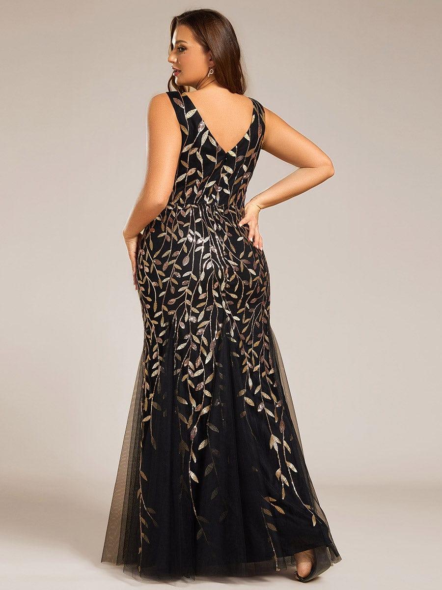pretty ORIEL|Plus Size Women's V-Neck Fishtail Sequin Evening Dress - Image 88