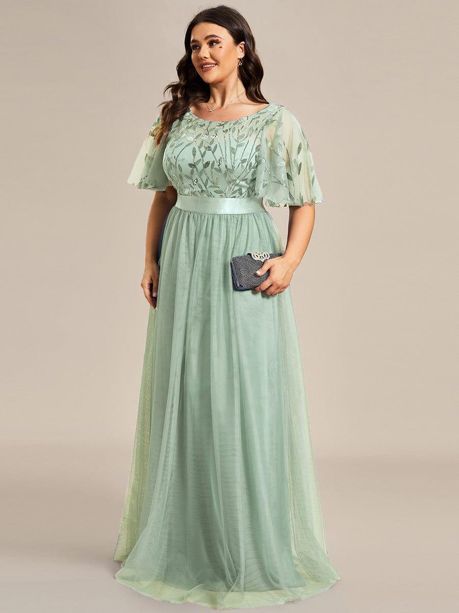 pretty SAPHIR|Plus Size Women's Embroidery Bridesmaid Dress with Short Sleeve - Image 100