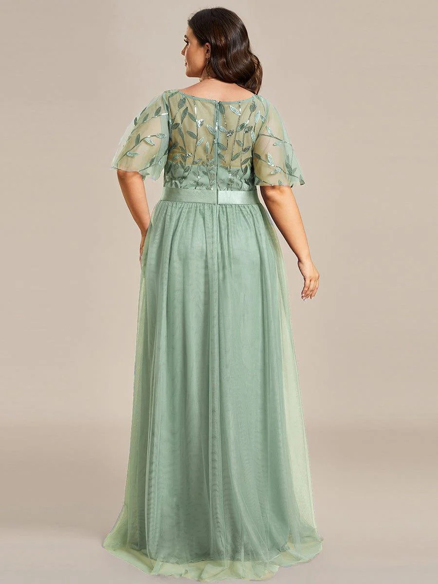 pretty SAPHIR|Plus Size Women's Embroidery Bridesmaid Dress with Short Sleeve - Image 101