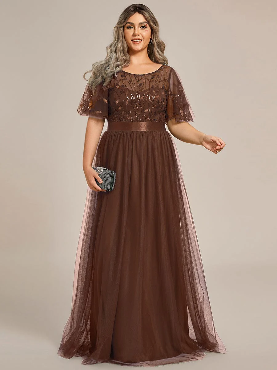 pretty SAPHIR|Plus Size Women's Embroidery Bridesmaid Dress with Short Sleeve - Image 111