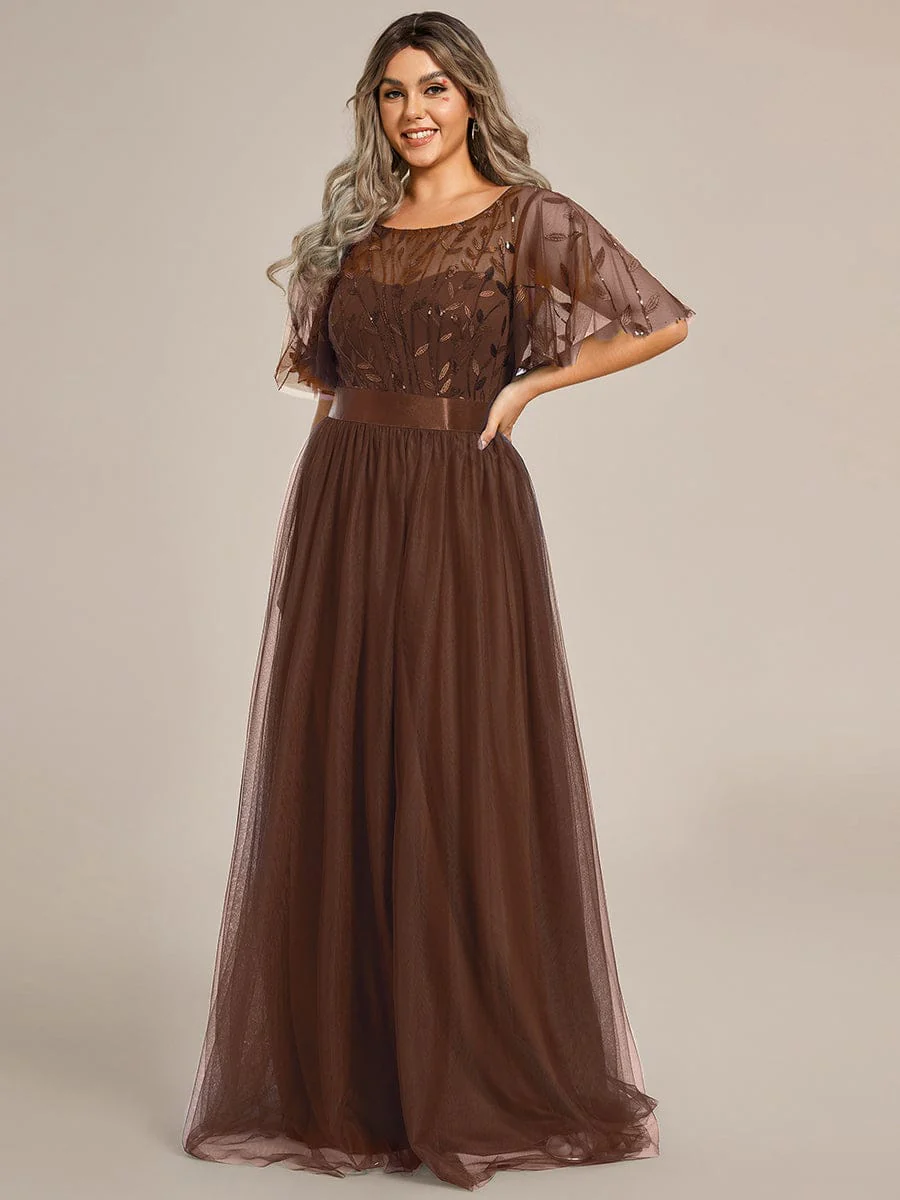 pretty SAPHIR|Plus Size Women's Embroidery Bridesmaid Dress with Short Sleeve - Image 113