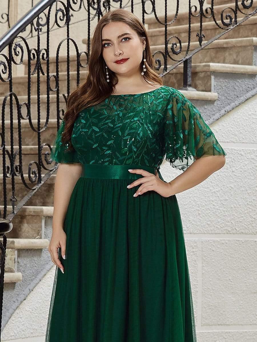 pretty SAPHIR|Plus Size Women's Embroidery Bridesmaid Dress with Short Sleeve - Image 19