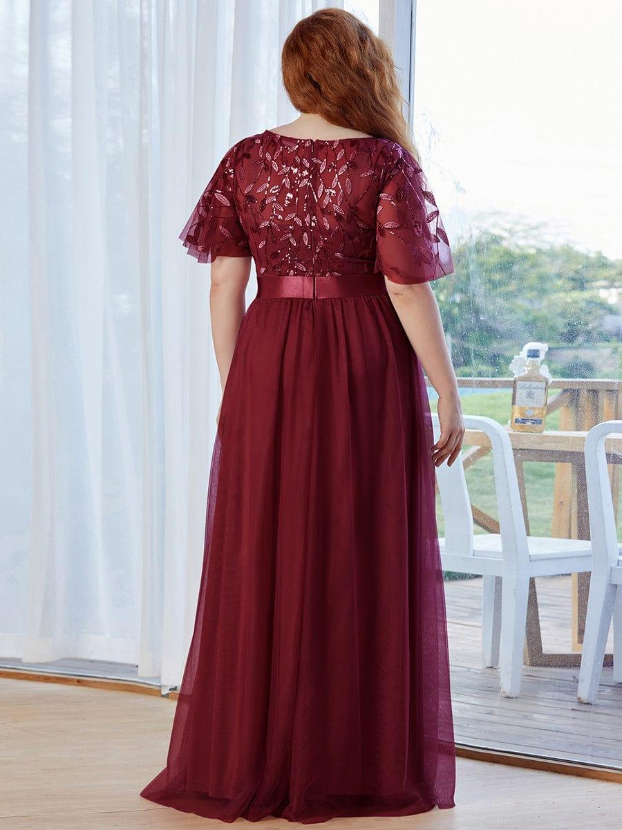 pretty SAPHIR|Plus Size Women's Embroidery Bridesmaid Dress with Short Sleeve - Image 27