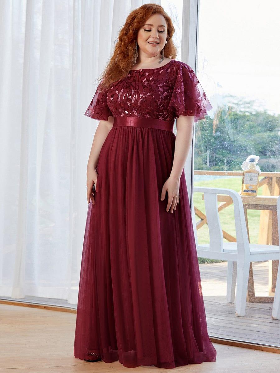 pretty SAPHIR|Plus Size Women's Embroidery Bridesmaid Dress with Short Sleeve - Image 3