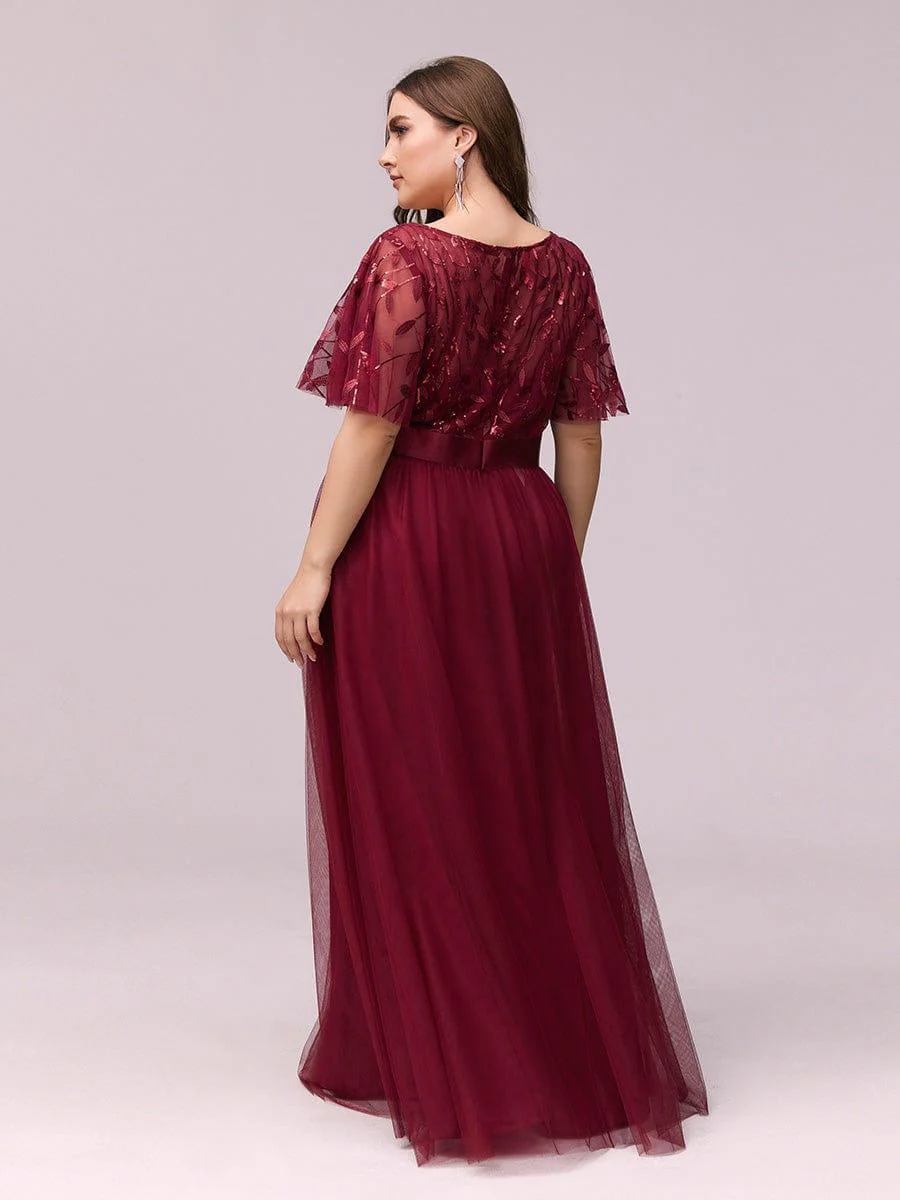 pretty SAPHIR|Plus Size Women's Embroidery Bridesmaid Dress with Short Sleeve - Image 30