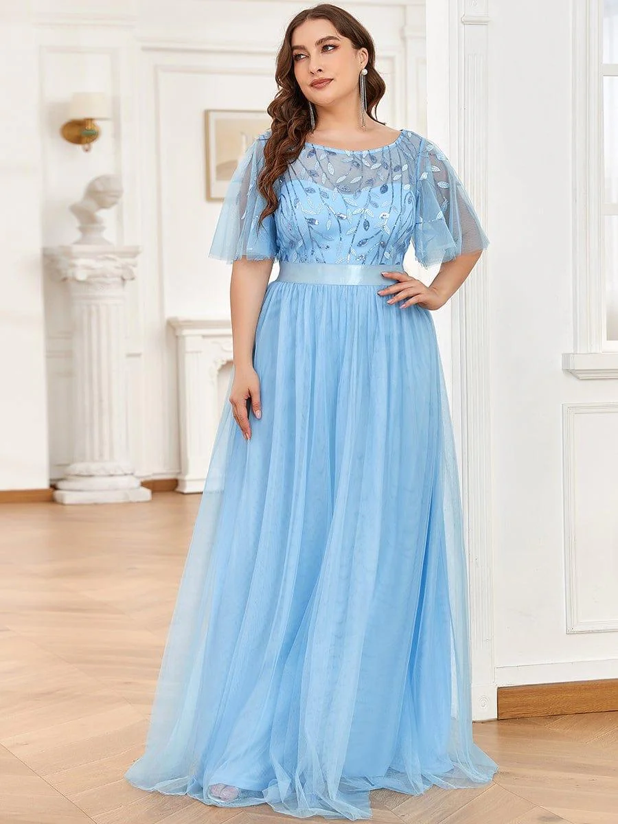 pretty SAPHIR|Plus Size Women's Embroidery Bridesmaid Dress with Short Sleeve - Image 33