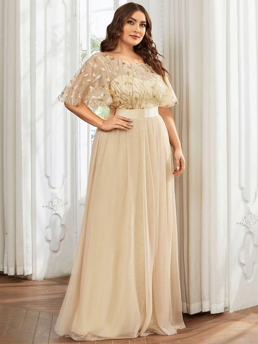 pretty SAPHIR|Plus Size Women's Embroidery Bridesmaid Dress with Short Sleeve - Image 40