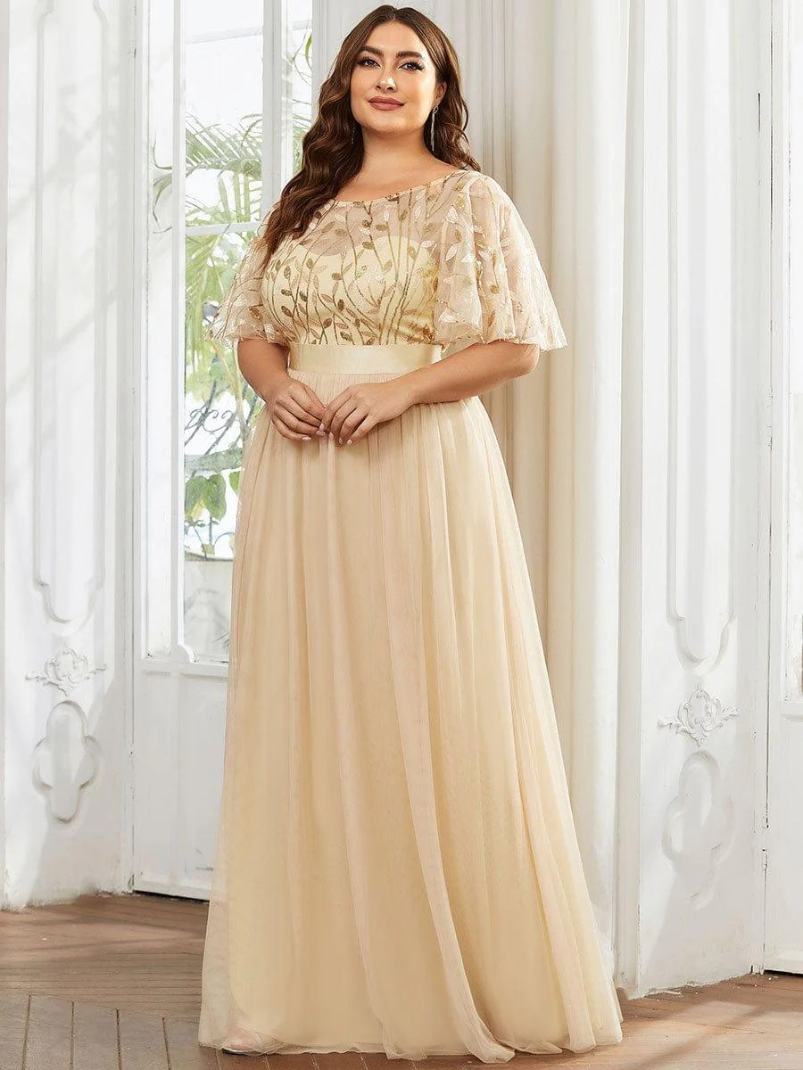 pretty SAPHIR|Plus Size Women's Embroidery Bridesmaid Dress with Short Sleeve - Image 41