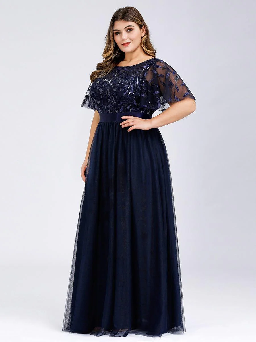 pretty SAPHIR|Plus Size Women's Embroidery Bridesmaid Dress with Short Sleeve - Image 6