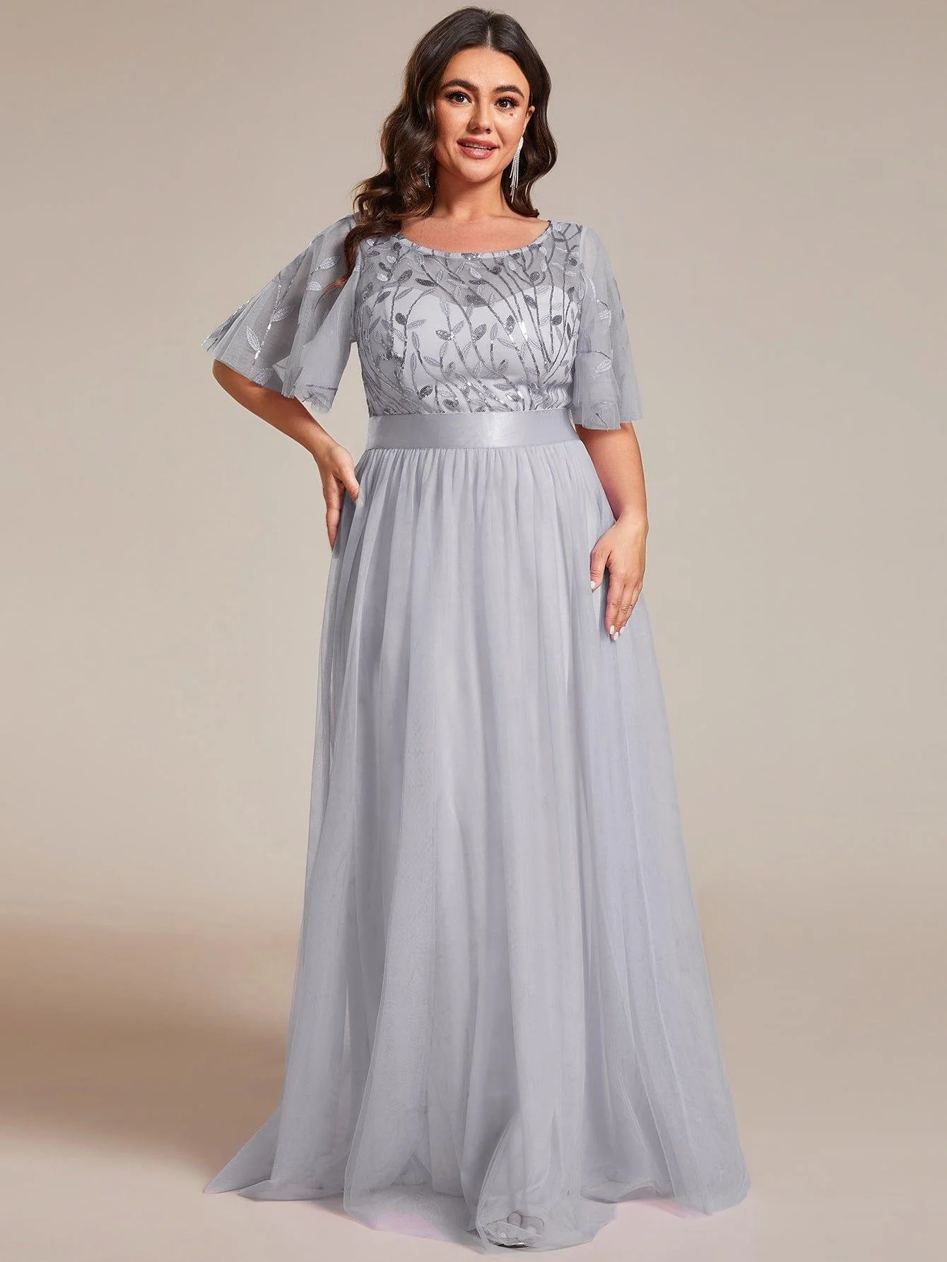 pretty SAPHIR|Plus Size Women's Embroidery Bridesmaid Dress with Short Sleeve - Image 71