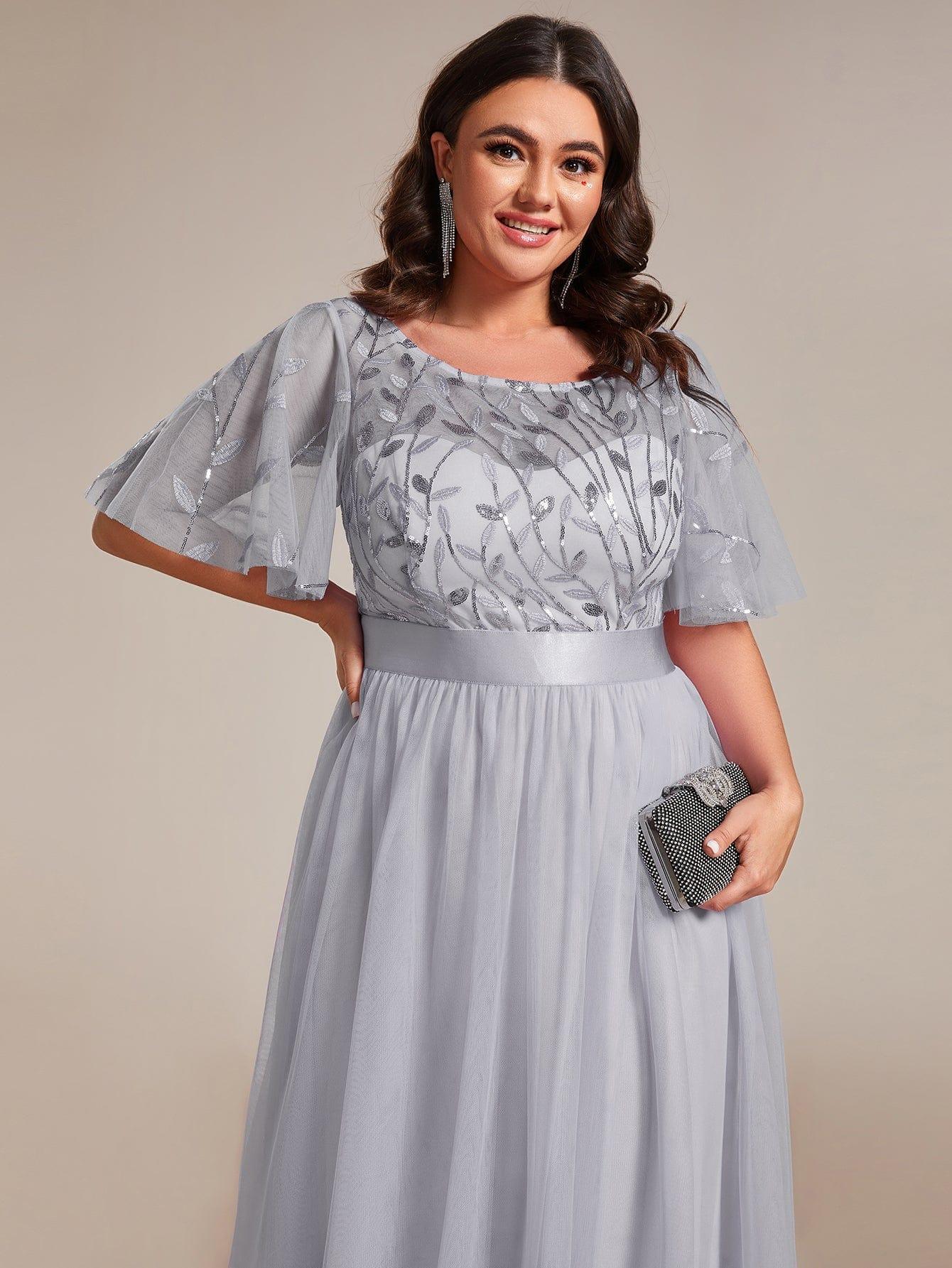 pretty SAPHIR|Plus Size Women's Embroidery Bridesmaid Dress with Short Sleeve - Image 72