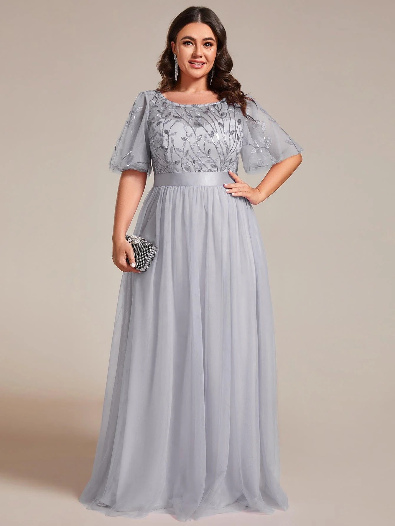 pretty SAPHIR|Plus Size Women's Embroidery Bridesmaid Dress with Short Sleeve - Image 73