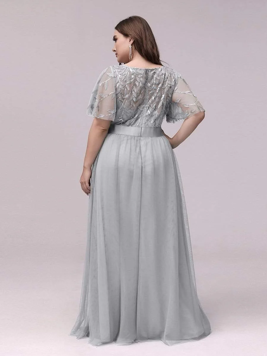pretty SAPHIR|Plus Size Women's Embroidery Bridesmaid Dress with Short Sleeve - Image 76