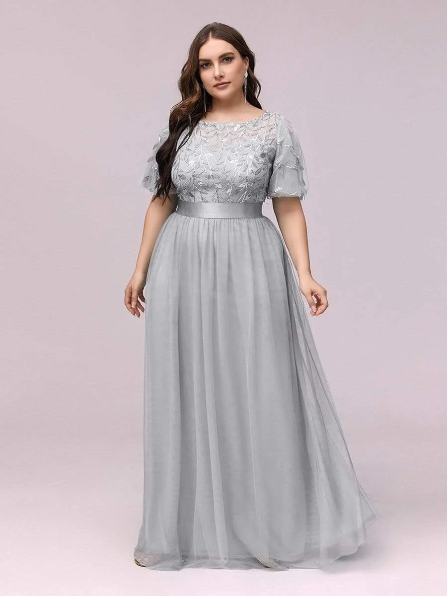 pretty SAPHIR|Plus Size Women's Embroidery Bridesmaid Dress with Short Sleeve - Image 78