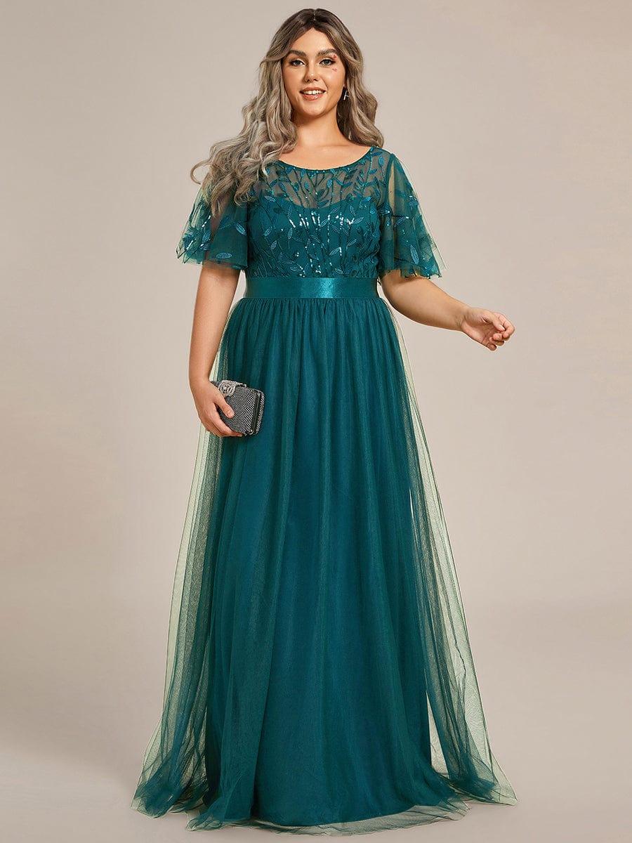 pretty SAPHIR|Plus Size Women's Embroidery Bridesmaid Dress with Short Sleeve - Image 80