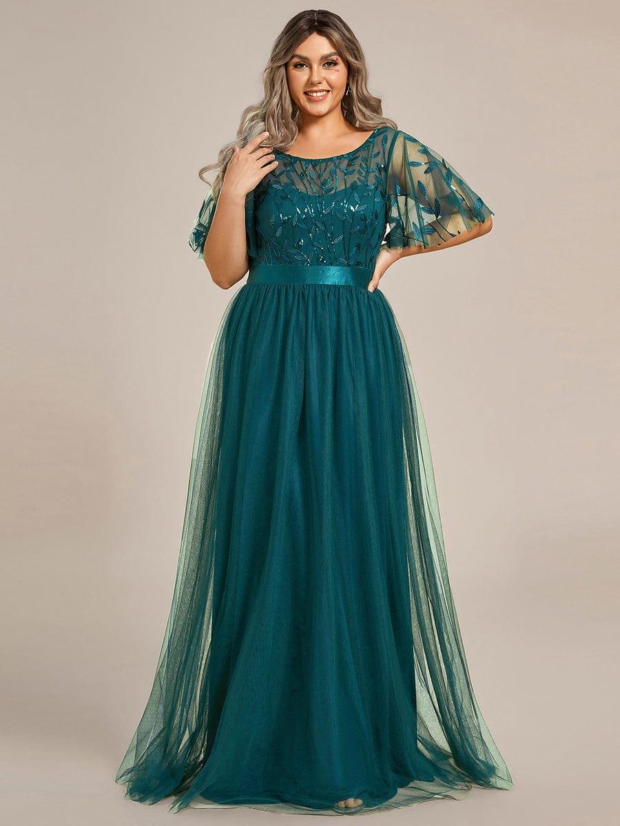 pretty SAPHIR|Plus Size Women's Embroidery Bridesmaid Dress with Short Sleeve - Image 84