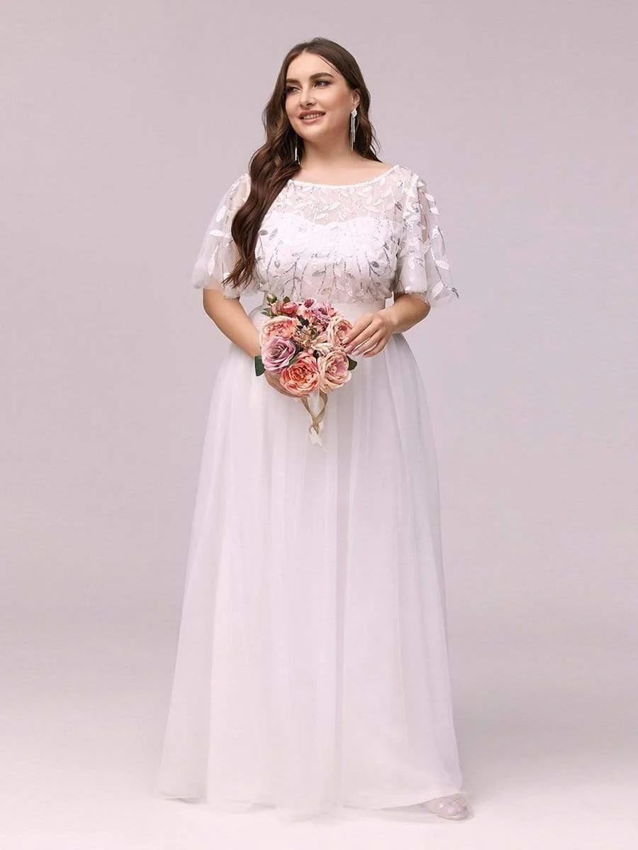 pretty SAPHIR|Plus Size Women's Embroidery Bridesmaid Dress with Short Sleeve - Image 90