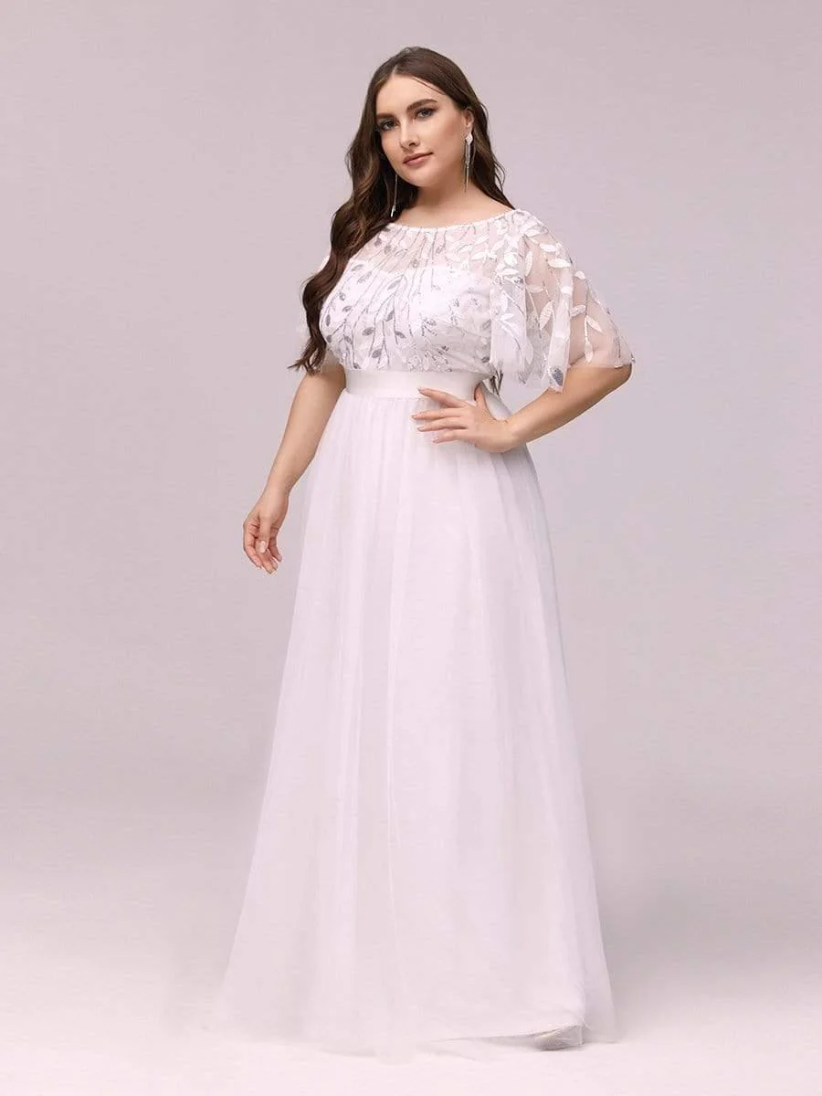 pretty SAPHIR|Plus Size Women's Embroidery Bridesmaid Dress with Short Sleeve - Image 93