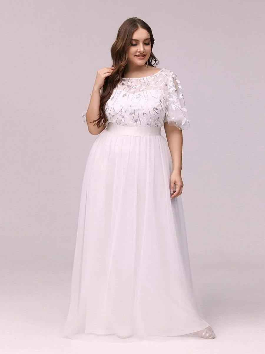 pretty SAPHIR|Plus Size Women's Embroidery Bridesmaid Dress with Short Sleeve - Image 94