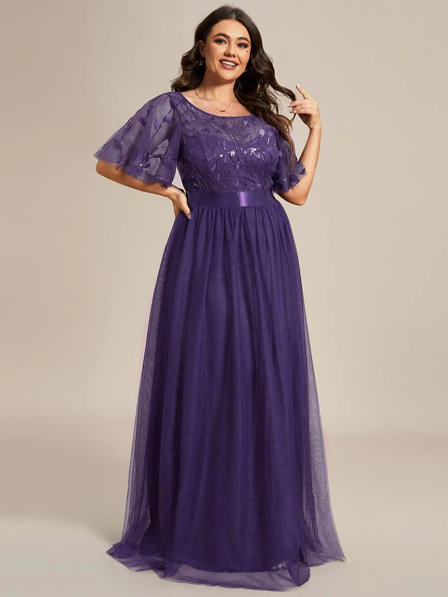 pretty SAPHIR|Plus Size Women's Embroidery Bridesmaid Dress with Short Sleeve - Image 98