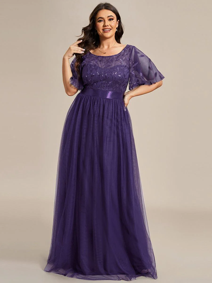 pretty SAPHIR|Plus Size Women's Embroidery Bridesmaid Dress with Short Sleeve - Image 99