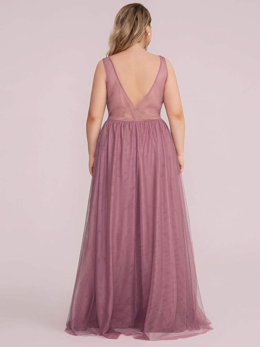 Plus Size Women's A-Line V-Neck Floral Lace Appliques Bridesmaid Dress(Final Sale) - Image 18