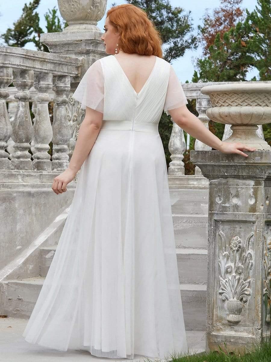 pretty MISTE|Plus Size Floor-Length Bridesmaid Dress with Short Sleeve - Image 34