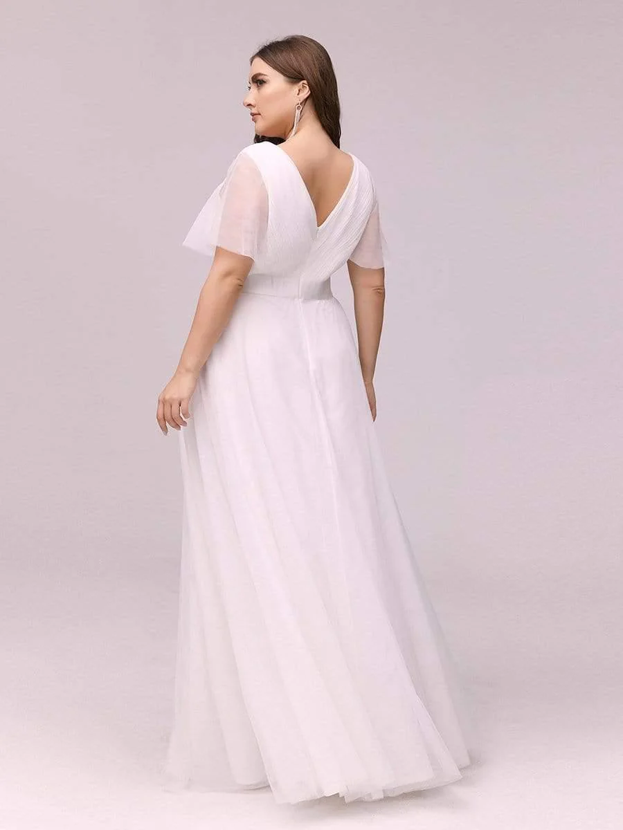 pretty MISTE|Plus Size Floor-Length Bridesmaid Dress with Short Sleeve - Image 36