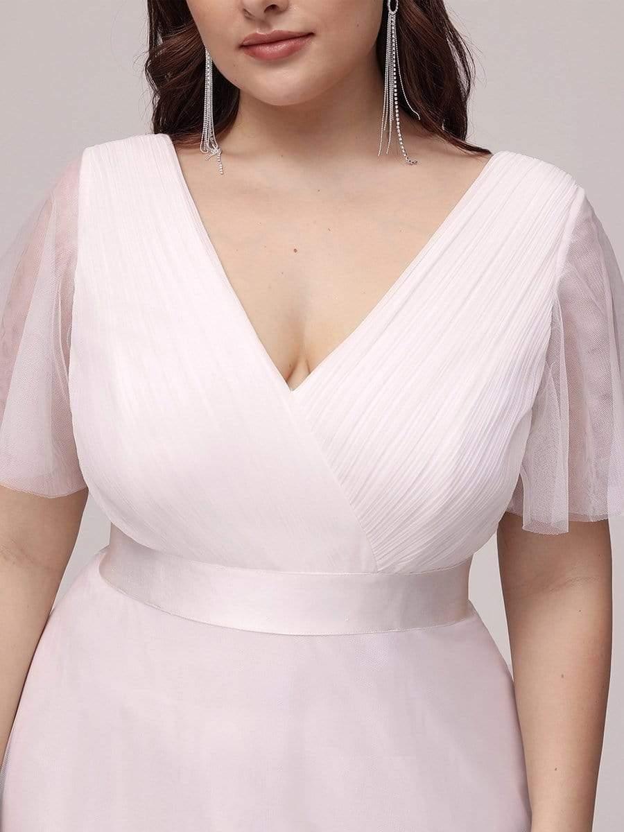pretty MISTE|Plus Size Floor-Length Bridesmaid Dress with Short Sleeve - Image 37