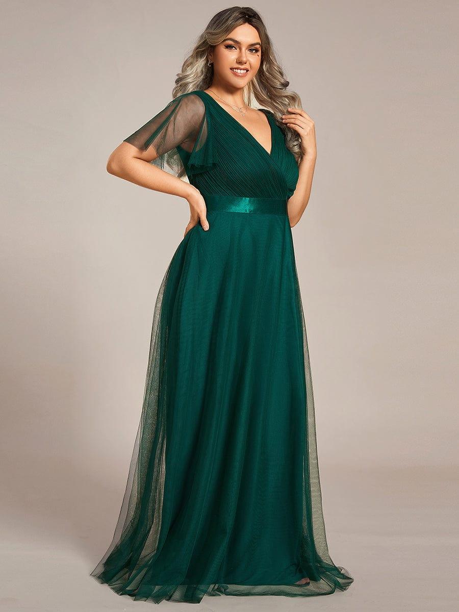 pretty MISTE|Plus Size Floor-Length Bridesmaid Dress with Short Sleeve - Image 46