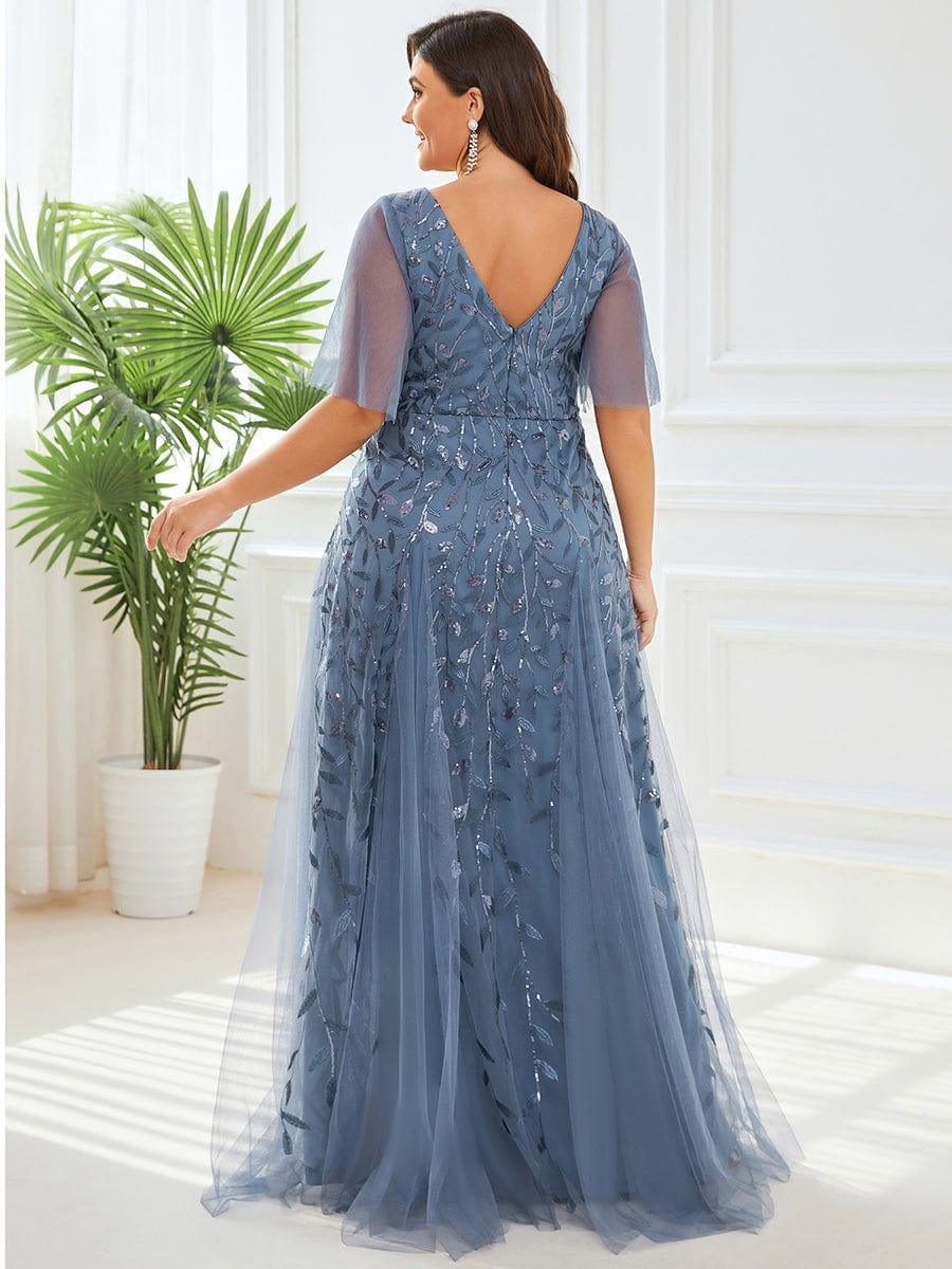 ever ASTRAL|Stunning V Neck Long Wedding Guest Dress with Ruffle Sleeves - Image 112